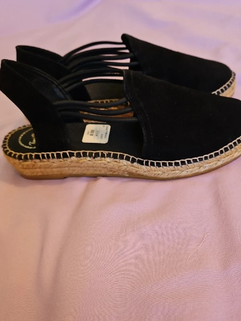 Toni Pons Black Suede Slingback Espadrille Flats NWT